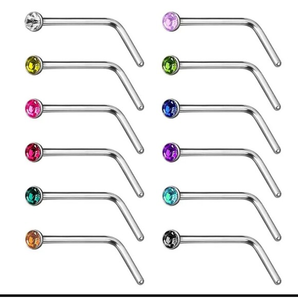 60 pcs. Stainless Steel L-Shaped Nose Rings - Picture 3 of 5